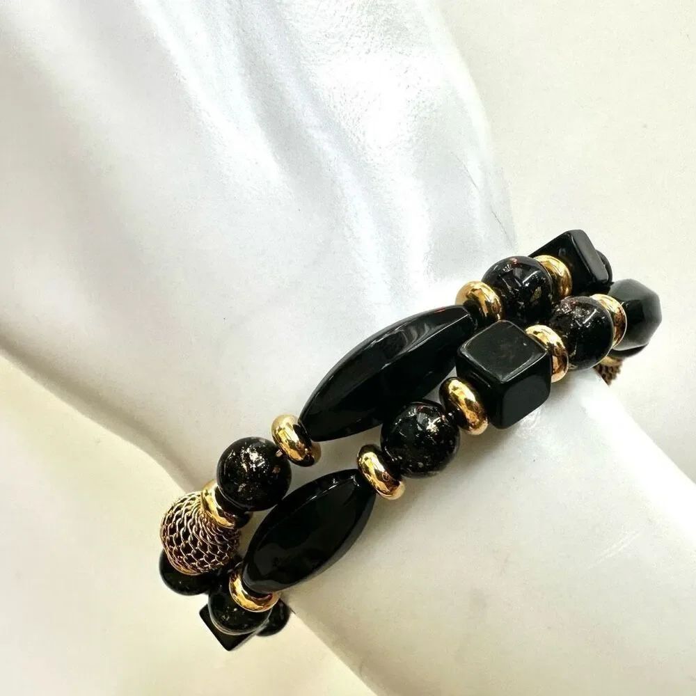 Liz Claiborne black and gold tone wrap around bracelet